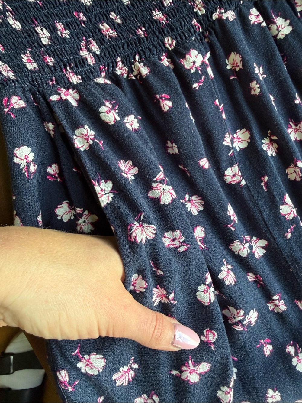 Socialite Navy Strapless Floral Wide Leg Jumpsuit size small with pockets - Picture 6 of 7